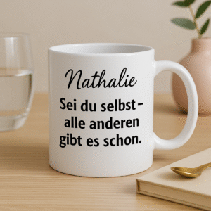 Personalisierte Tasse mit inspirierendem Zitat