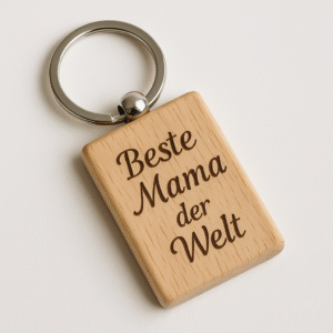 Personalisierter Holz-Schlüsselanhänger mit Gravur – „Beste Mama der Welt“