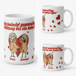 Personalisierter Keramikbecher "Liebe bedeutet gegenseitige Unterstützung" - Romantisches Geschenk für Paare