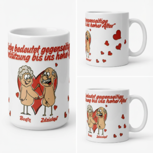 Personalisierter Keramikbecher "Liebe bedeutet gegenseitige Unterstützung" - Romantisches Geschenk für Paare