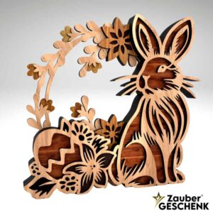 Holz-Osterdekoration „Hase und Ostereier”